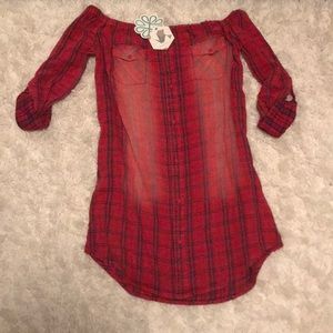 Distressed plaid dress